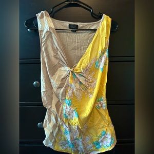Deletta Anthropologie Short Sleeve Flower Flowy Shirt